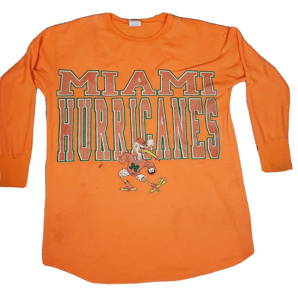 Vintage Miami Hurricanes Single Stitch Sebastian Crewneck Sweatshirt OSFA